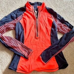 Lululemon Size 8 Orange and Black Quarter-Zip Pullover